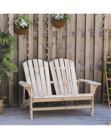 Banc de jardin 2 places design bois naturel pin lasuré