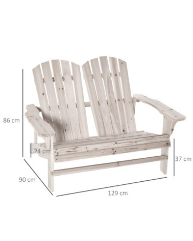 Banc de jardin 2 places design bois naturel pin lasuré