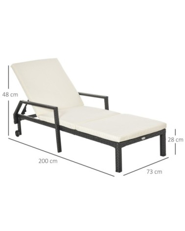 Bain de soleil inclinable avec matelas résine tressée noir