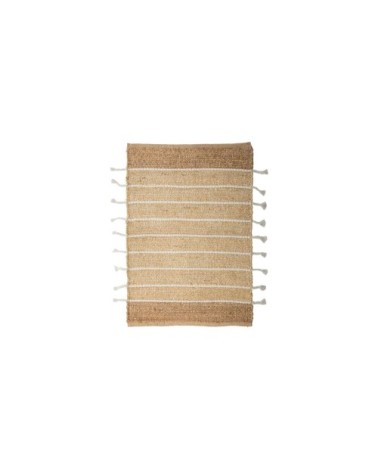 Tapis en jute et coton blanc 80x60