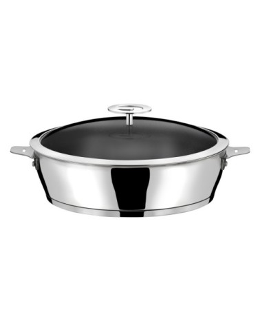 Sauteuse 28cm inox revêtement anti-adhérent et couvercle universel en