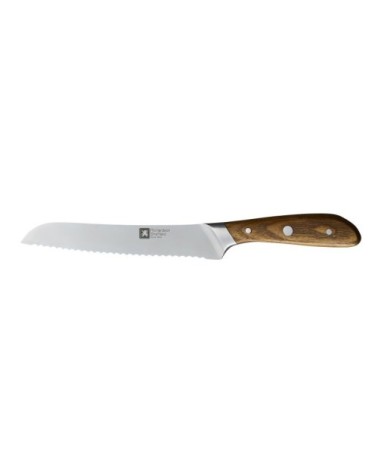 Couteau à pain 20 cm en Acier X50CrMoV15 + Bois de frêne fumé Noir