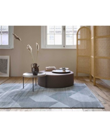 Tapis motif géométrique à relief vert beige 290x200