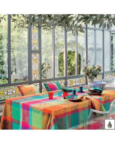 Nappe carrée enduit imperméable pur coton multicolore 175x175 cm