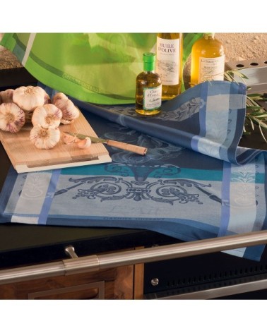 Torchon  pur coton bleu 56x77