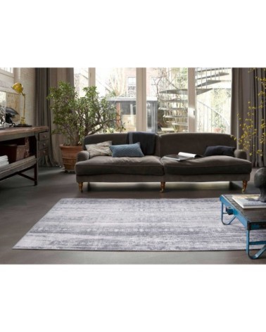 Tapis plat motif vintage gris pour une déco bohème 170x120