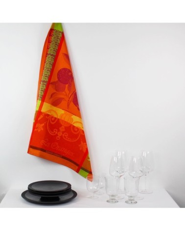 Torchon  pur coton orange 56x77