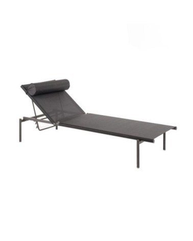 Chaise longue avec coussin empilable en aluminium et textilène