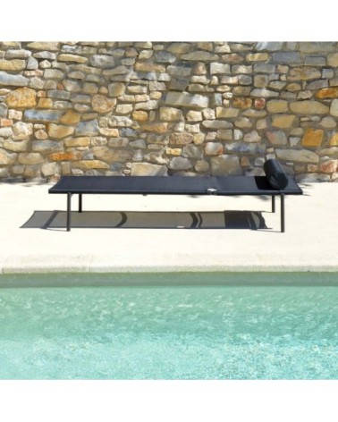 Chaise longue avec coussin empilable en aluminium et textilène