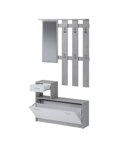 Meuble d'entrée effet bois ciment, blanc 100x25 cm