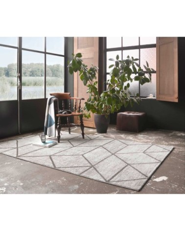 Tapis graphique motif brun gris beige chiné 170x120