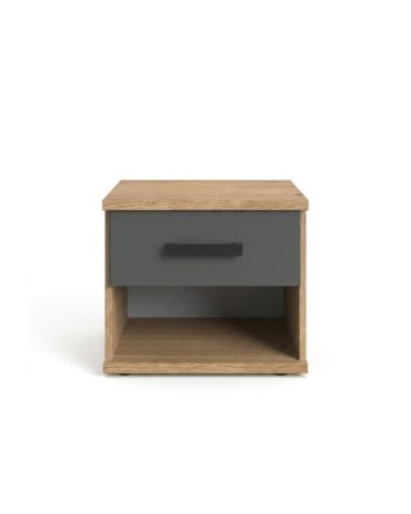 Chevet 1 tiroir décor chêne et graphite - l46 cm