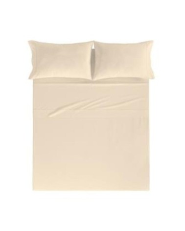 Drap de lit en coton percale crème 250x280