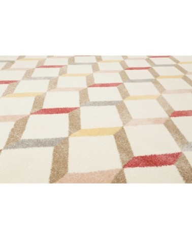 Tapis esprit déco scandinave ras multicolore tons chauds 200x133