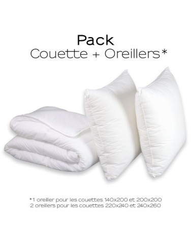 Pack Couette + Oreiller(s) Enveloppe Coton Bio - Bien-être 220x240 cm