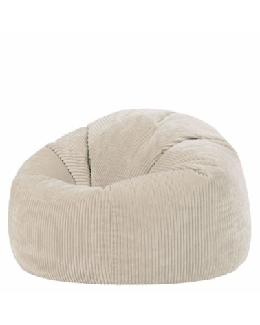 Pouf velours côtelé beige galet