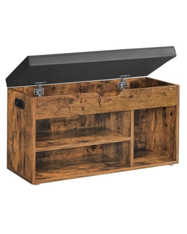 Banc à chaussures effet bois mousse polyuréthane marron rustique
