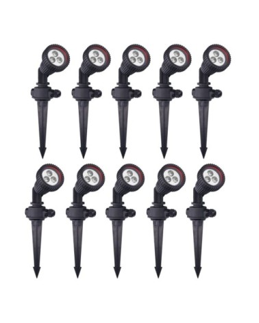Projecteur Extérieur (10 pcs) GU10 Piquet de Jardin Noir Tidian
