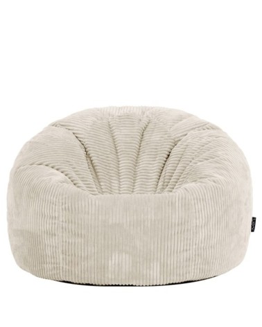 Pouf velours côtelé beige galet