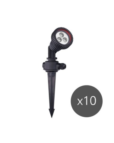 Projecteur Extérieur (10 pcs) GU10 Piquet de Jardin Noir Tidian