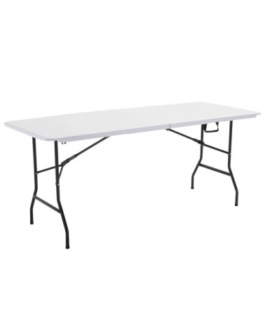 Table pliante blanche 180x70 cm en plastique 8 places format valise