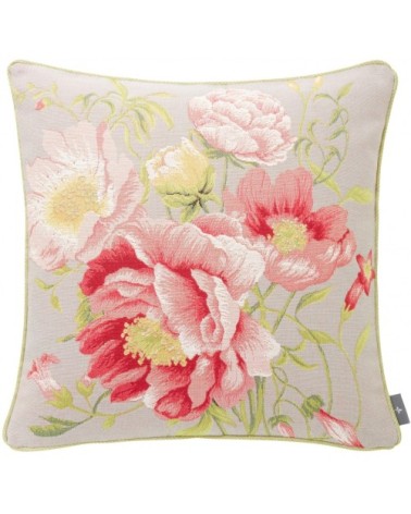 Coussin tapisserie multi pivoines Gris 50 x 50