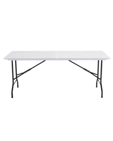 Table pliante blanche 180x70 cm en plastique 8 places format valise