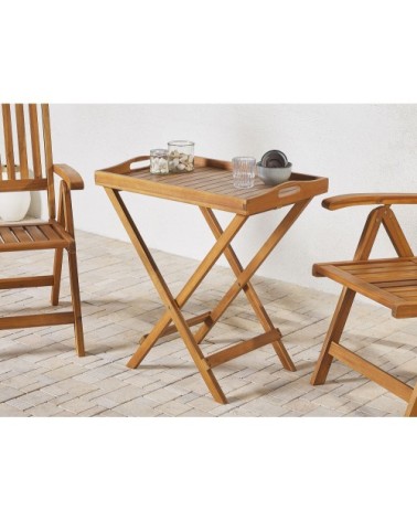 Table de jardin en bois clair