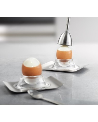 Toqueur à oeufs avec salière en acier inoxydable argent