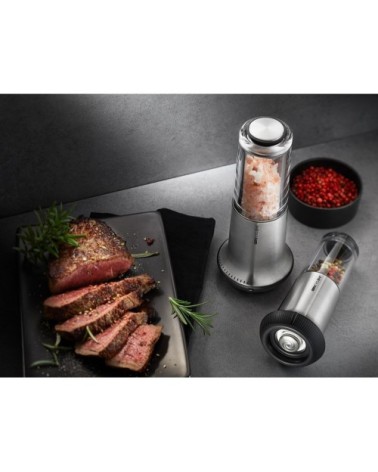 Moulin à sel ou à poivre 16 degrés en acier inoxydable argent