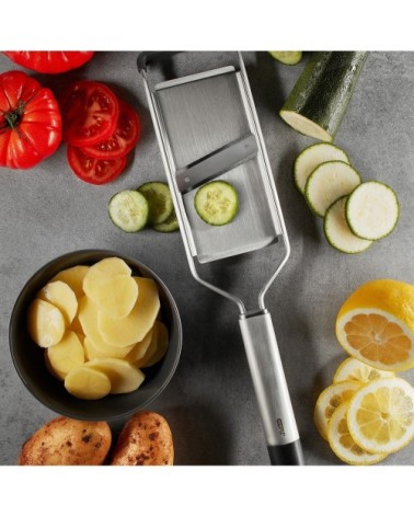 Mandoline à légumes et pommes de terre en acier inoxydable argent