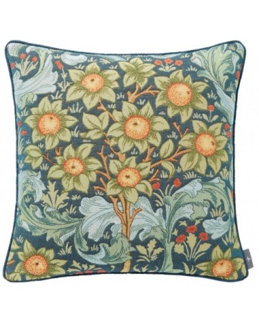 Coussin tapisserie oranger Bleu  50 x 50