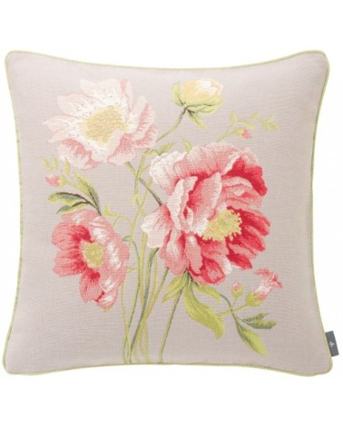 Coussin tapisserie bouquet pivoines Gris 50 x 50