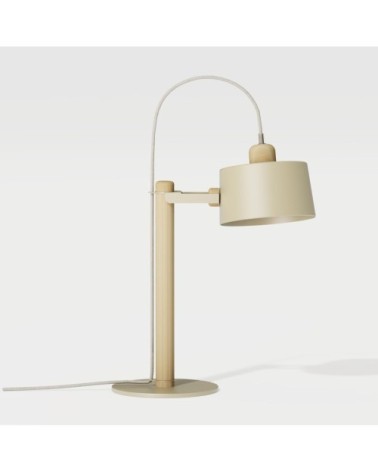 Lampe à poser en chêne et métal laiton
