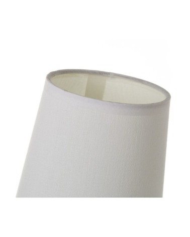 Lampe à poser bois clair métal chromé et abat-jour blanc H34,5cm