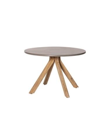 Table basse d'extérieur en bois ronde 40 cm gris