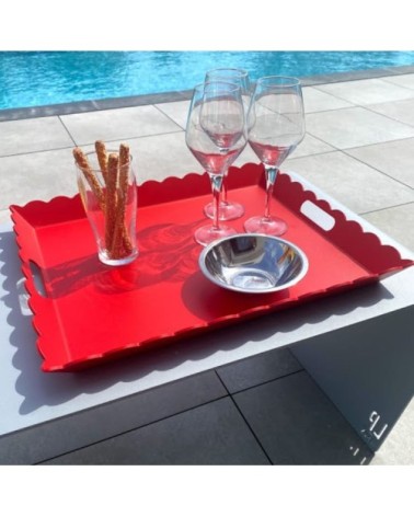 Plateau aluminium rouge 56X48 cm