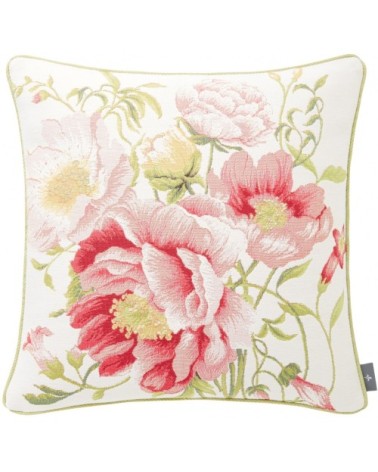 Coussin tapisserie multi pivoines Blanc 50 x 50