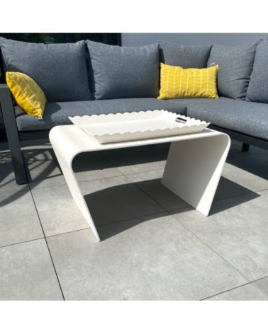 Table basse de jardin aluminium blanc L68xl49cm H40cm