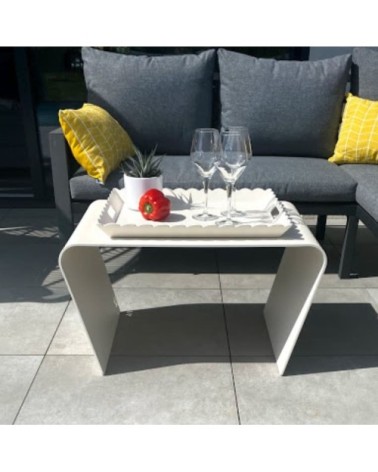 Table basse de jardin aluminium blanc L68xl49cm H40cm