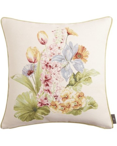 Coussin tapisserie bouquet de fleurs Blanc  50 x 50