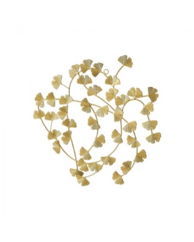 Décoration murale ronde feuilles en métal doré 48x51cm