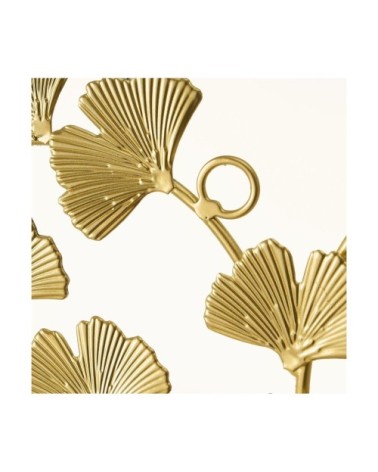Décoration murale ronde feuilles en métal doré 48x51cm