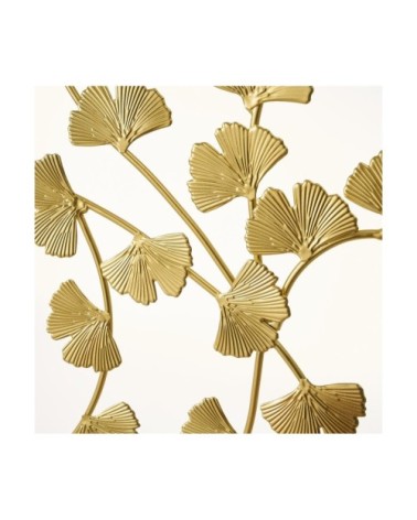 Décoration murale ronde feuilles en métal doré 48x51cm