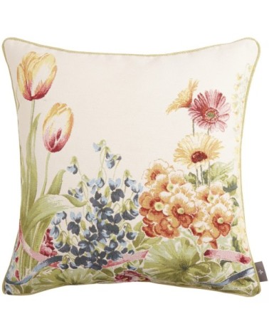 Coussin tapisserie jardin de fleurs Blanc 50 x 50