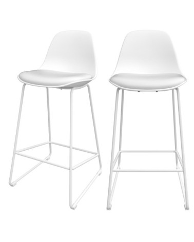 Chaise de bar mi-hauteur blanche 65 cm (lot de 2)