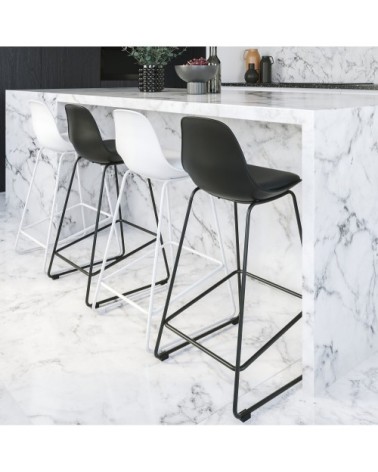 Chaise de bar mi-hauteur blanche 65 cm (lot de 2)