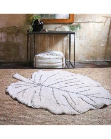 Tapis coton lavable monstera natural 120x180cm