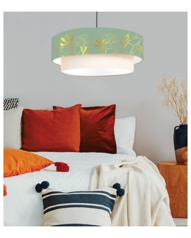 Suspension double Iris vert olive Ø 65 x H 30