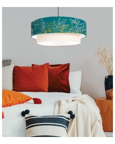 Suspension double Bouquet Bleu Canard Ø 65 x H 30